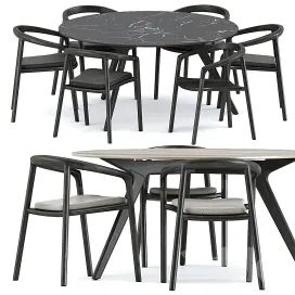 Solid armchair teak nero table cf by manutti
